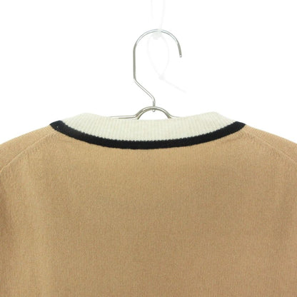 Hermes Knit Cashmere Short Sleeve Sweater Exlibris Embroidery Top Beige 38 — view 7