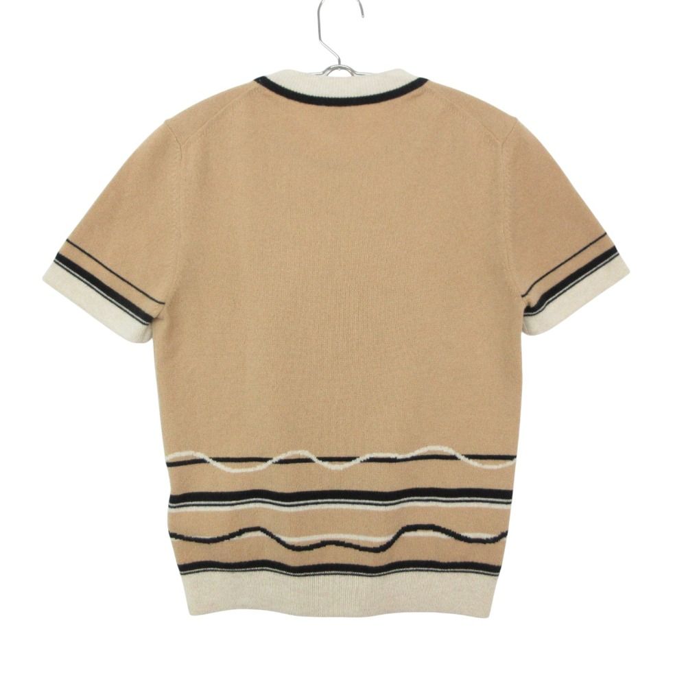 Hermes Knit Cashmere Short Sleeve Sweater Exlibris Embroidery Top Beige 38 — view 2