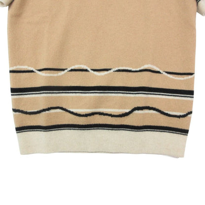 Hermes Knit Cashmere Short Sleeve Sweater Exlibris Embroidery Top Beige 38 — view 6