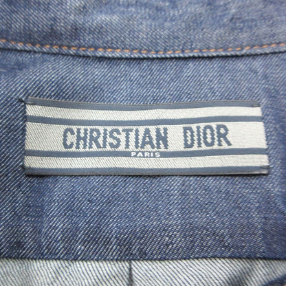 Dior Dress Denim Shirt Long Maxi Length Short Sleeve Bee Embroidery Indigo 42 — view 4
