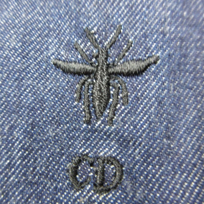 Dior Dress Denim Shirt Long Maxi Length Short Sleeve Bee Embroidery Indigo 42 — view 3