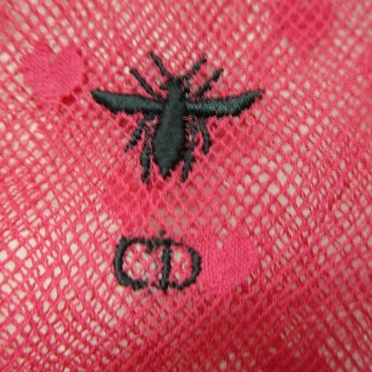 Dior Short Sleeve Shirt Blouse Mesh Sheer Heart Embroidery Bee Logo Top Pink — view 3