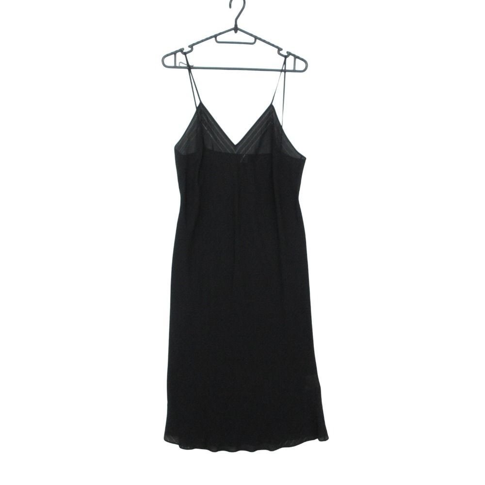 Hermes Long Dress Set Silk 100% Sheer Ensemble Cami Black 40 — view 3