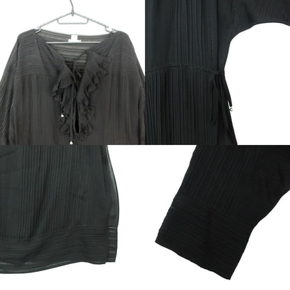 Hermes Long Dress Set Silk 100% Sheer Ensemble Cami Black 40 — view 8