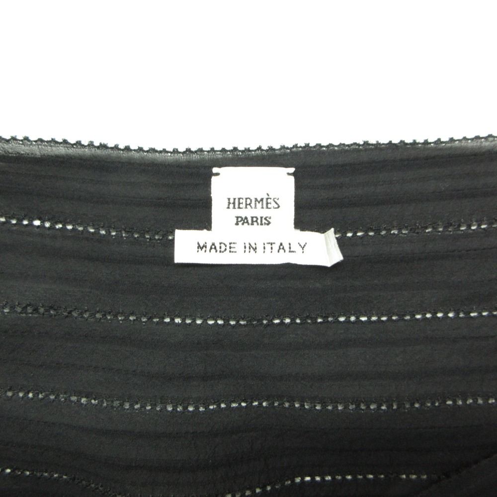 Hermes Long Dress Set Silk 100% Sheer Ensemble Cami Black 40 — view 5