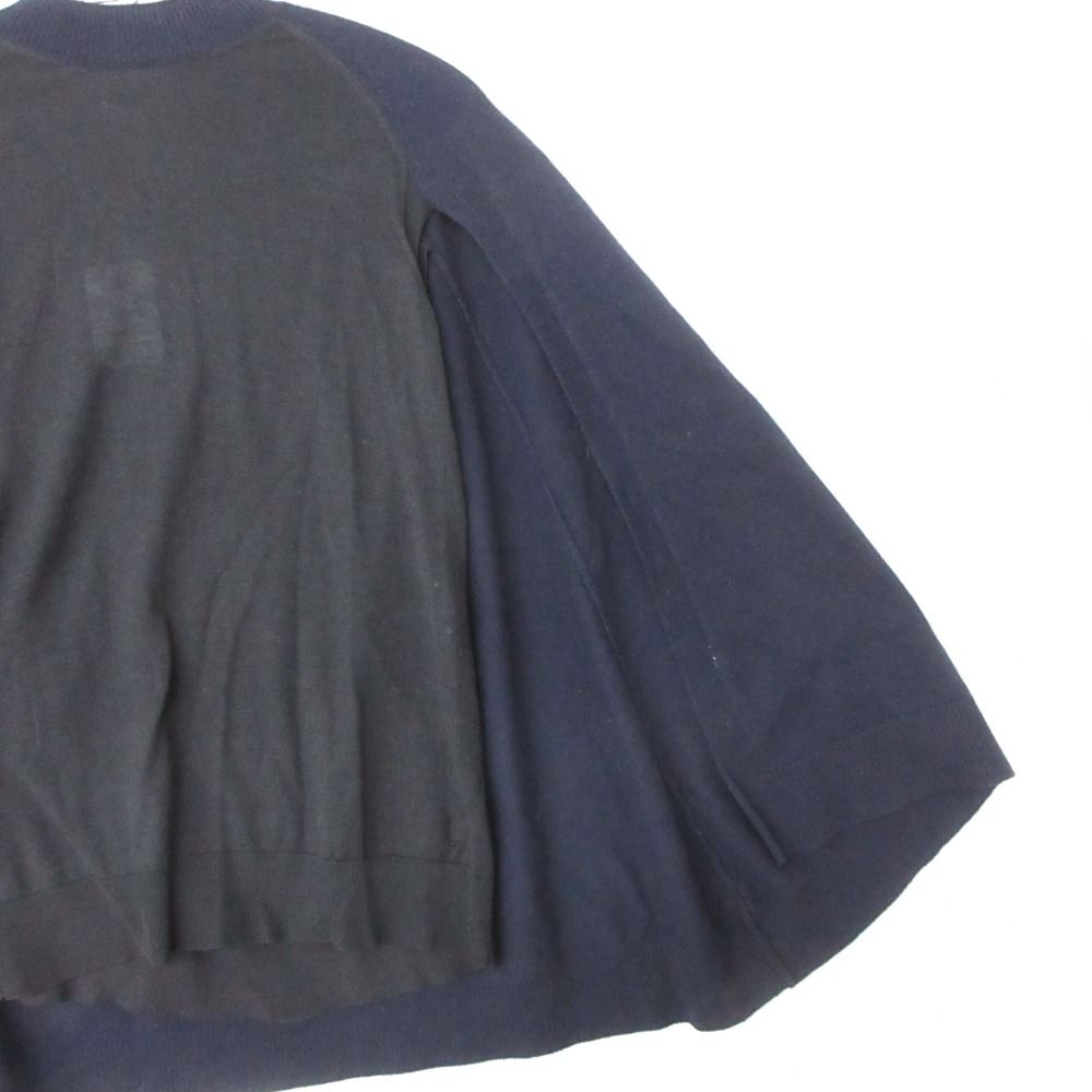 Louis Vuitton Sweater Wool Cashmere Poncho Layered High Neck Knit Top Navy SS — view 3