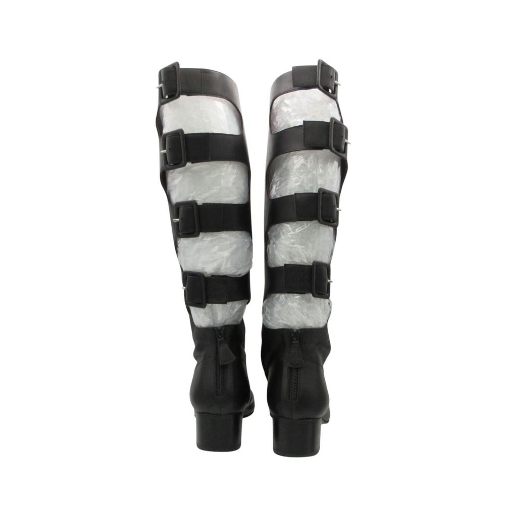 Chanel Long Boots Back Belt Bicolor Cap Toe Knee High Shoes Black — view 4