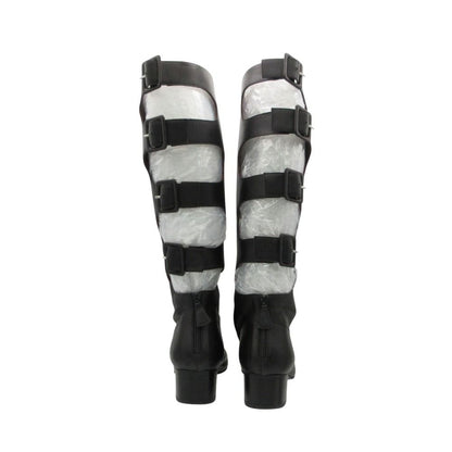 Chanel Long Boots Back Belt Bicolor Cap Toe Knee High Shoes Black — view 4