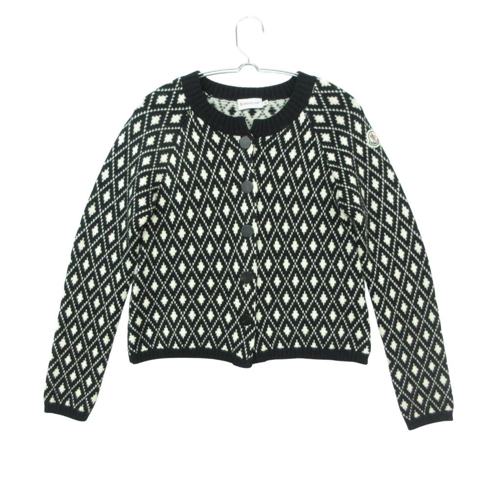 Moncler Cardigan Long Sleeve Knit Jacket Arm Logo Patch Cover Wool All Over