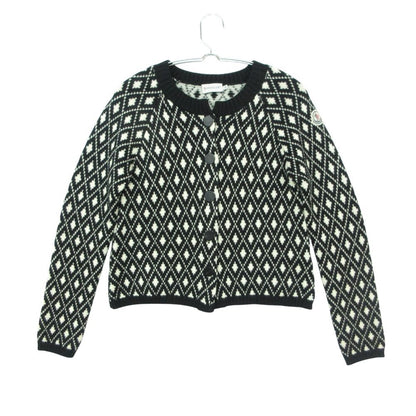 Moncler Cardigan Long Sleeve Knit Jacket Arm Logo Patch Cover Wool All Over