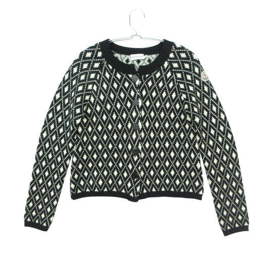 Moncler Cardigan Long Sleeve Knit Jacket Arm Logo Patch Cover Wool All Over