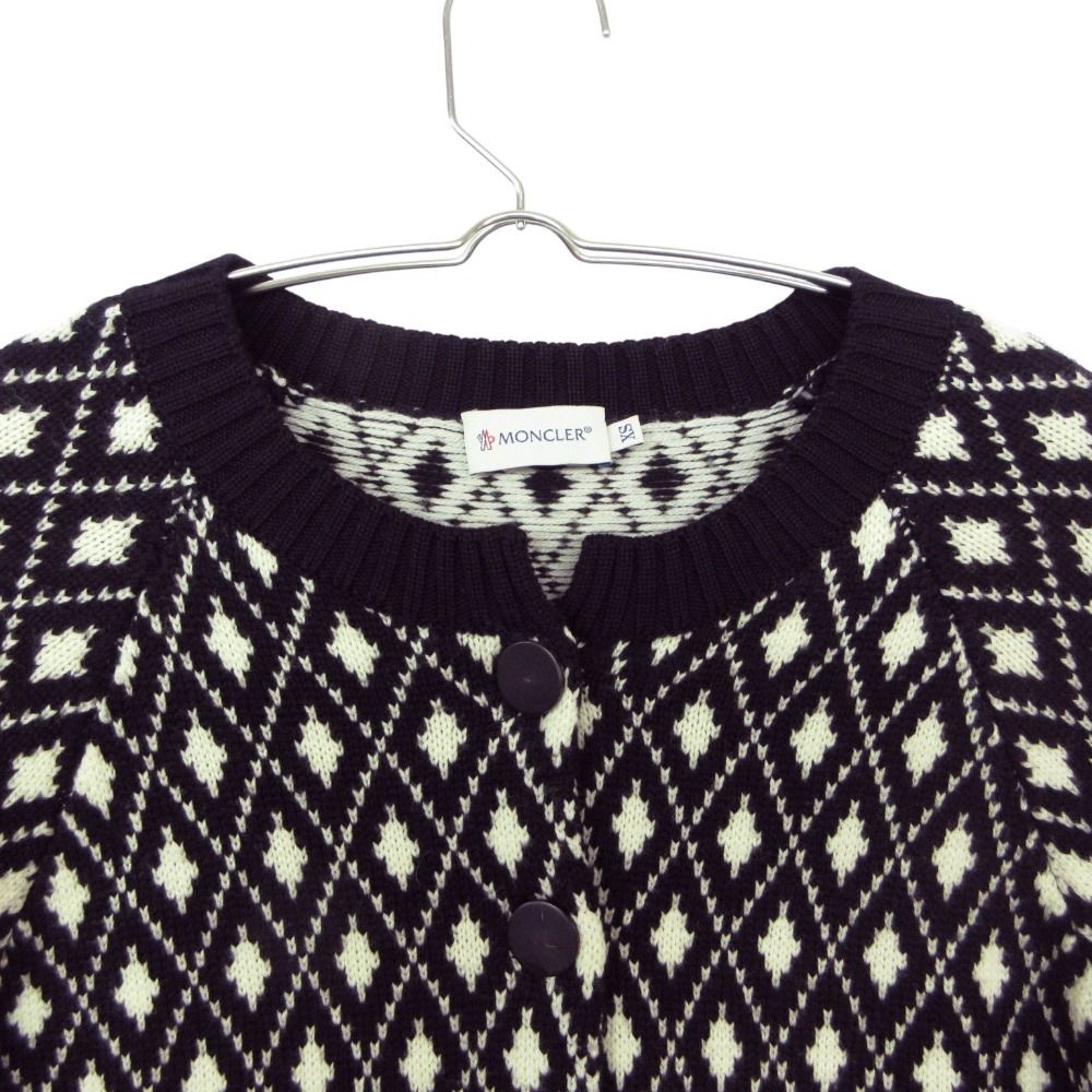 Moncler Cardigan Long Sleeve Knit Jacket Arm Logo Patch Cover Wool All Over — view 3