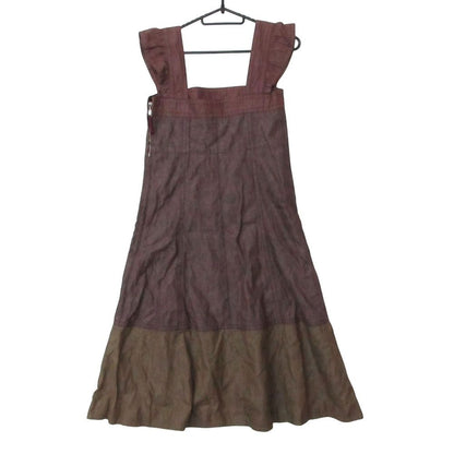 Louis Vuitton Dress Sleeveless Cotton Lami Bicolor Knee Length Burgundy Brown — view 2