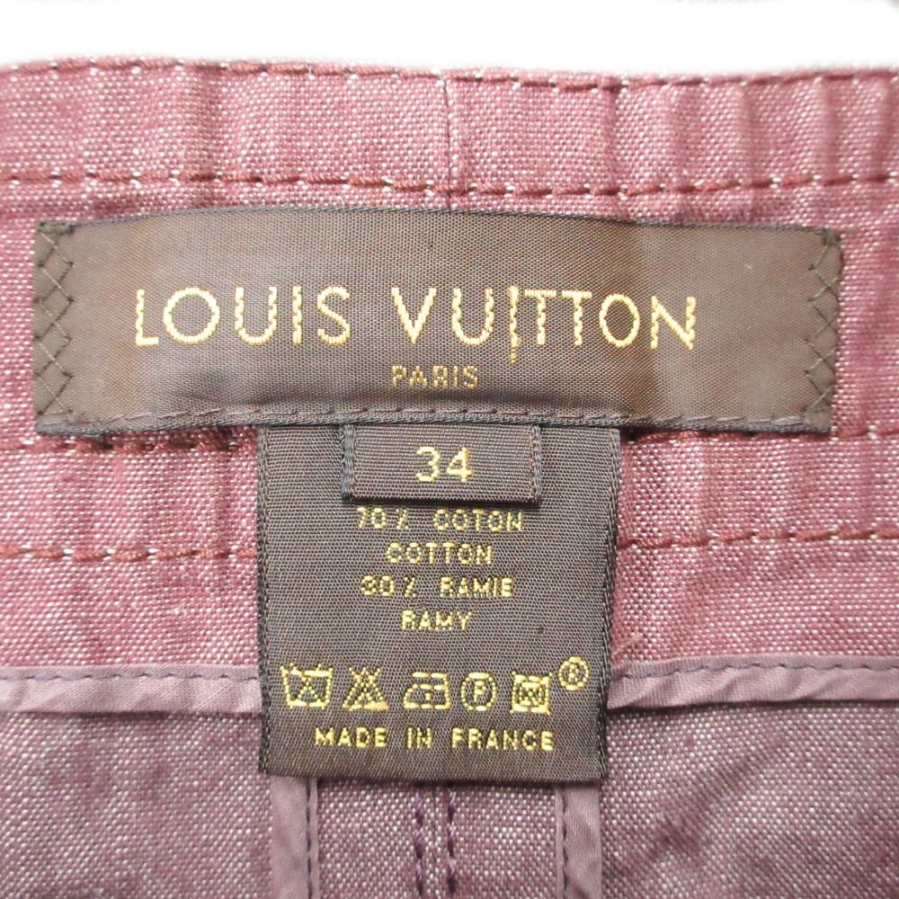Louis Vuitton Dress Sleeveless Cotton Lami Bicolor Knee Length Burgundy Brown — view 6