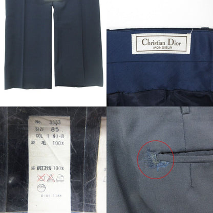 Dior Vintage Monsieur Suit Set Notch Lapel Blazer Trousers Pants Navy LL — view 8