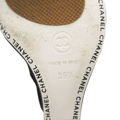 Chanel Long Boots Knee High Wedge Sole Suede CC Logo Cap Toe Shoes Black — view 9