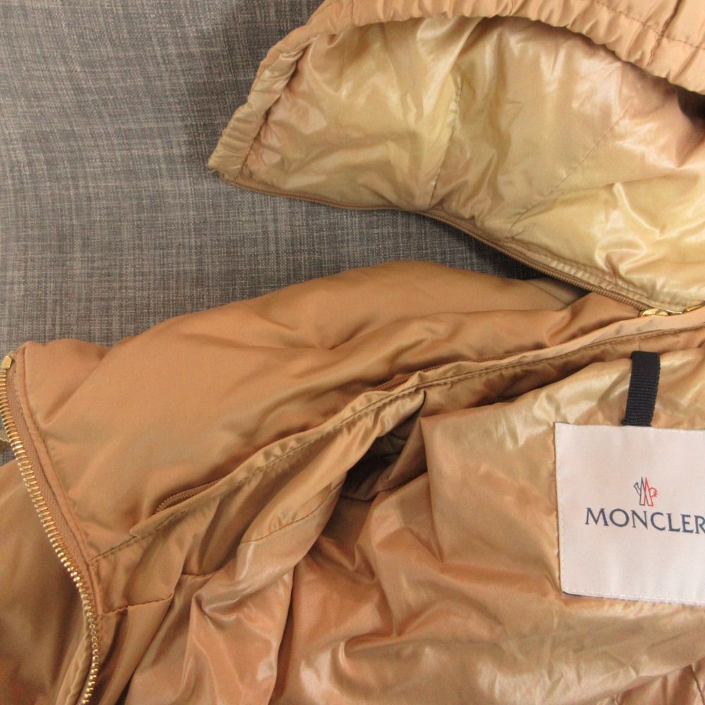 Moncler Coat Nimes Down Jacket Hooded Midi Length Beige — view 6