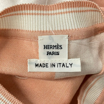 Hermes Long Sleeve Sweater 34 S Ivory Orange Silk — view 3