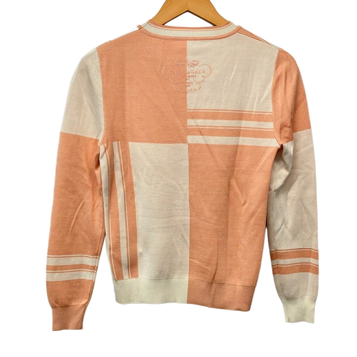 Hermes Long Sleeve Sweater 34 S Ivory Orange Silk — view 2