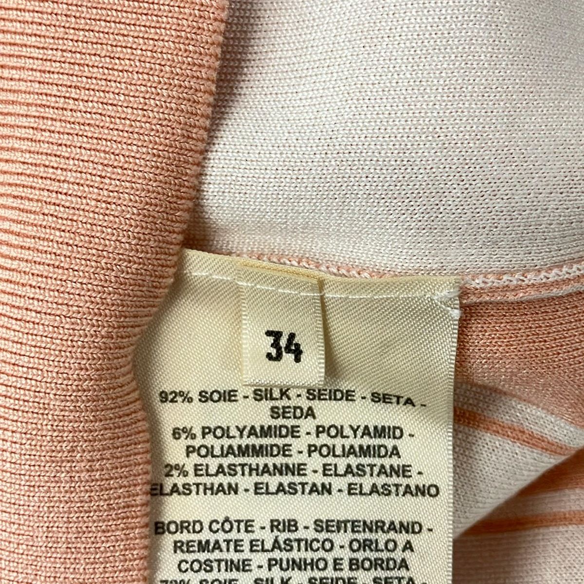 Hermes Long Sleeve Sweater 34 S Ivory Orange Silk — view 6