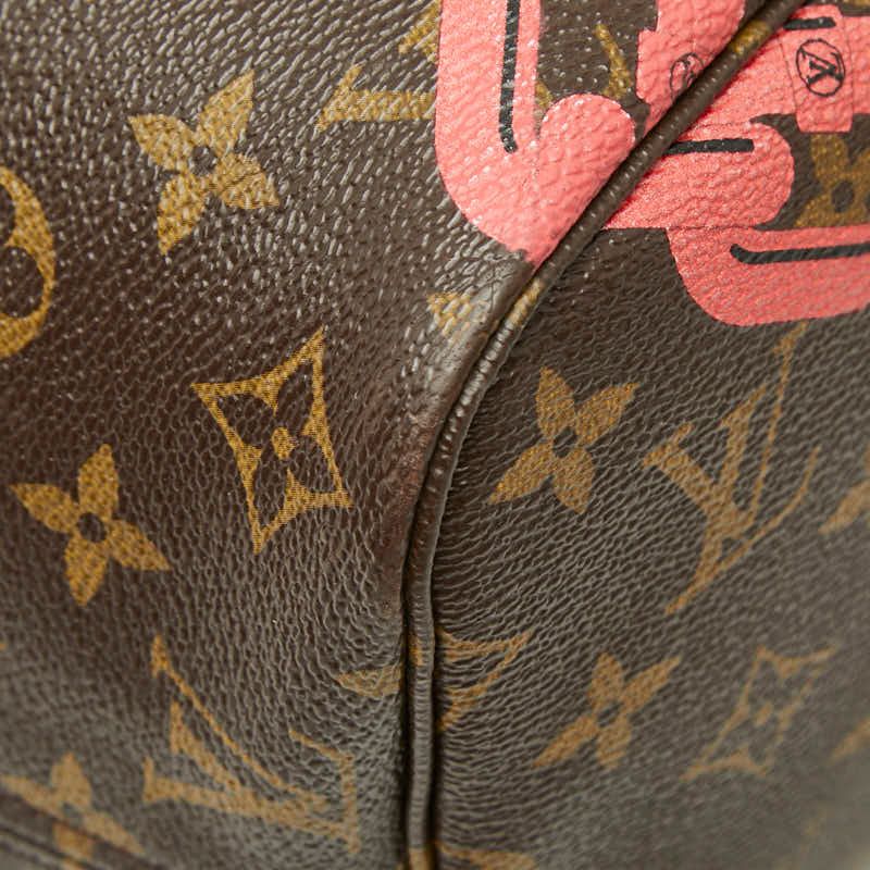 Louis Vuitton Monogram Bay Print Neverfull Tote Shoulder Bag Brown Pink Leather — view 5
