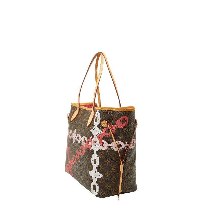Louis Vuitton Monogram Bay Print Neverfull Tote Shoulder Bag Brown Pink Leather — view 2