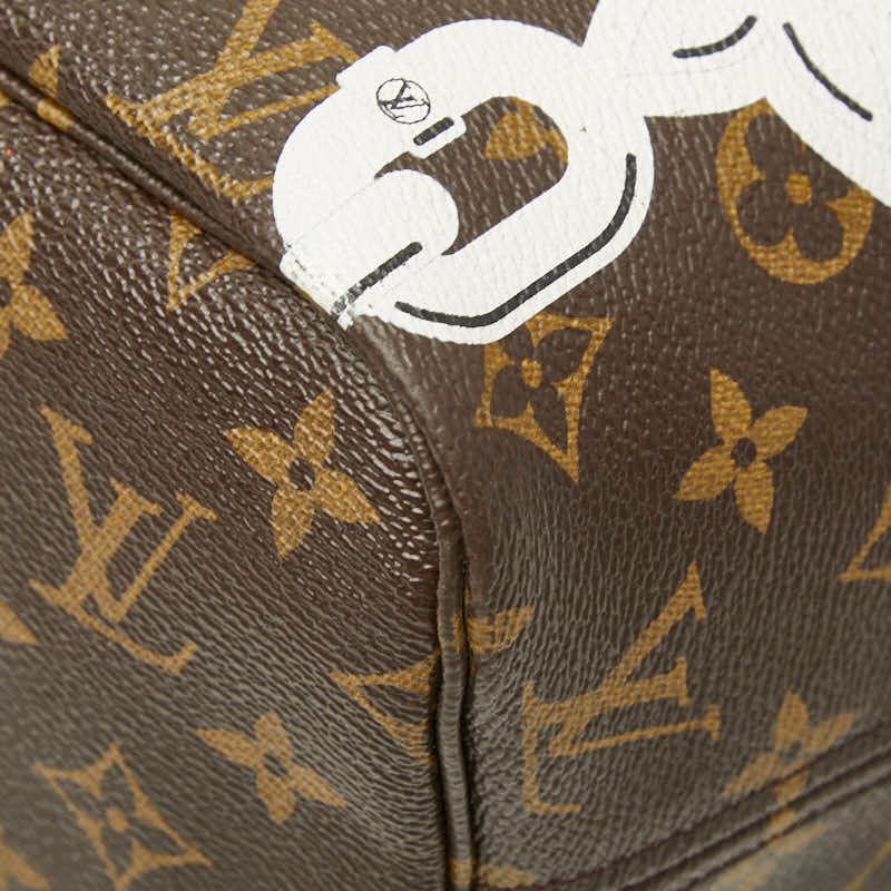 Louis Vuitton Monogram Bay Print Neverfull Tote Shoulder Bag Brown Pink Leather — view 4