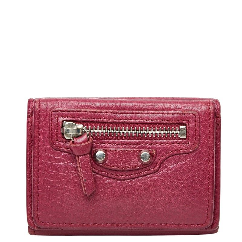Balenciaga Classic Mini Wallet Trifold Pink Leather