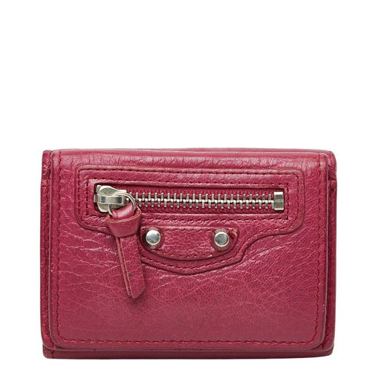 Balenciaga Classic Mini Wallet Trifold Pink Leather