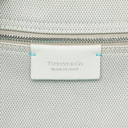 Tiffany & Co Weekend Tote Shoulder Bag 2-Way Ivory Blue Canvas Leather — view 9