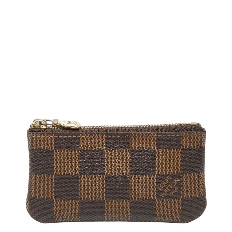 Louis Vuitton Damier Pochette Cles Coin Case Key Brown Leather 1