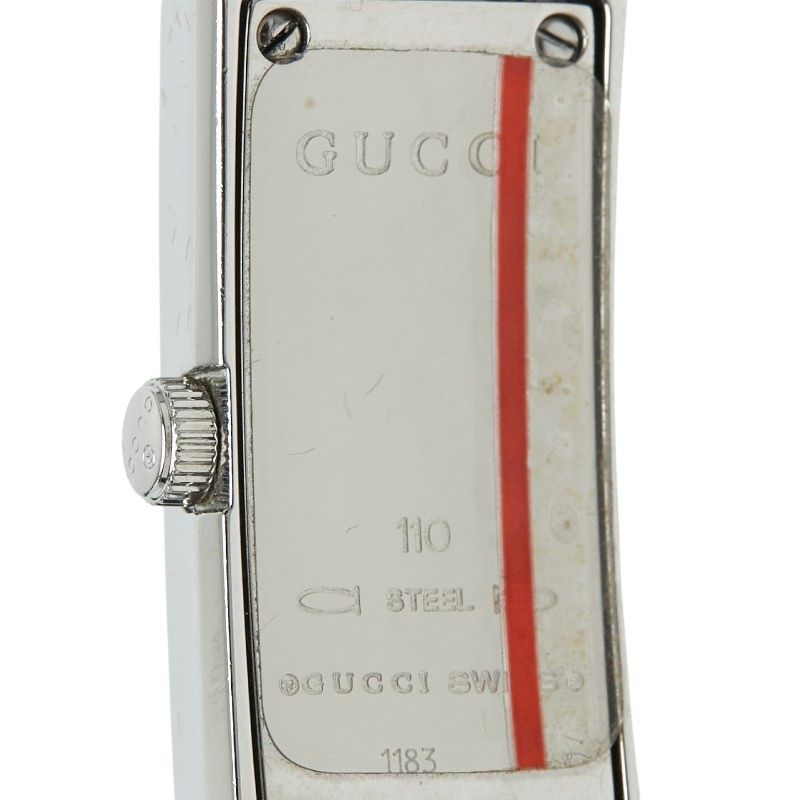 Gucci Square Diamond Logo Link Watch Black Silver Stainless Steel — view 6