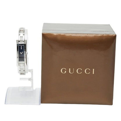 Gucci Square Diamond Logo Link Watch Black Silver Stainless Steel — view 8