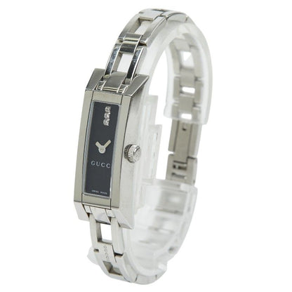 Gucci Square Diamond Logo Link Watch Black Silver Stainless Steel — view 2