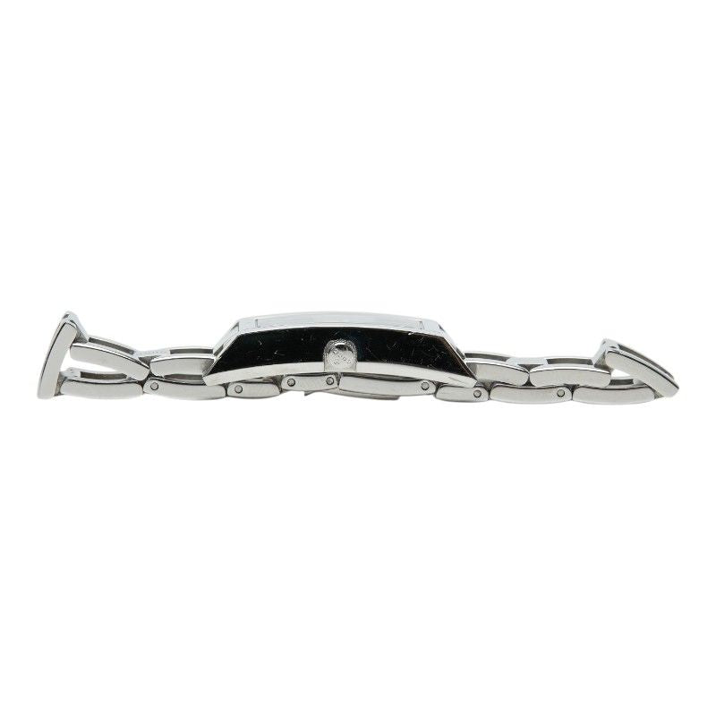 Gucci Square Diamond Logo Link Watch Black Silver Stainless Steel — view 3