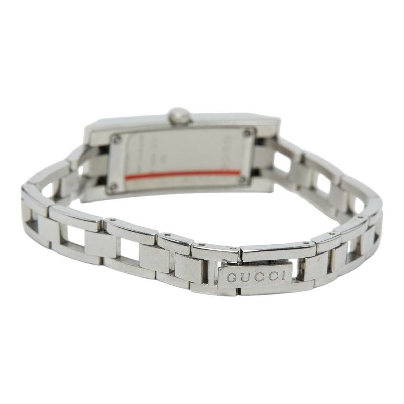 Gucci Square Diamond Logo Link Watch Black Silver Stainless Steel — view 5