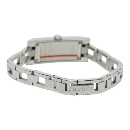 Gucci Square Diamond Logo Link Watch Black Silver Stainless Steel — view 5