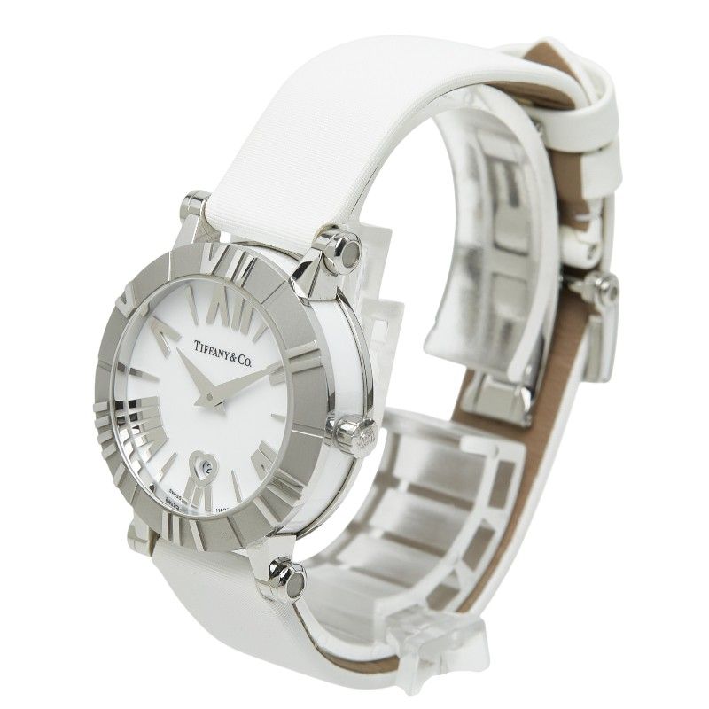 Tiffany & Co Atlas Heart Watch White Silver Stainless Steel Leather Nylon — view 2