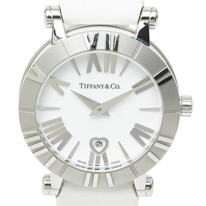 Tiffany & Co Atlas Heart Watch White Silver Stainless Steel Leather Nylon