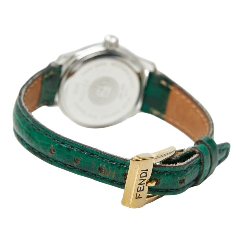 Fendi Orologi 3 Hand Watch Pink Silver Green Stainless Steel Leather — view 5