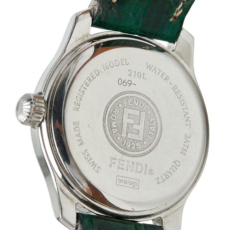 Fendi Orologi 3 Hand Watch Pink Silver Green Stainless Steel Leather — view 6