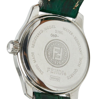 Fendi Orologi 3 Hand Watch Pink Silver Green Stainless Steel Leather — view 6