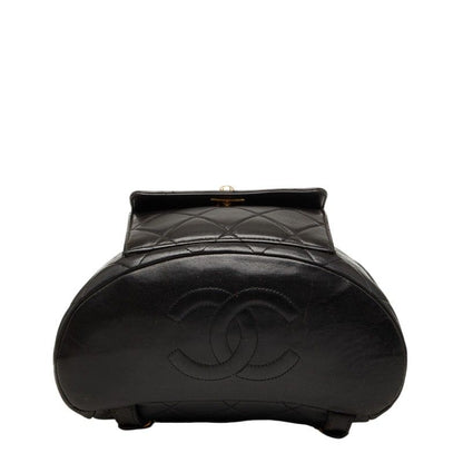 Chanel Quilted CC Logo Chain Backpack Black Lambskin — view 3