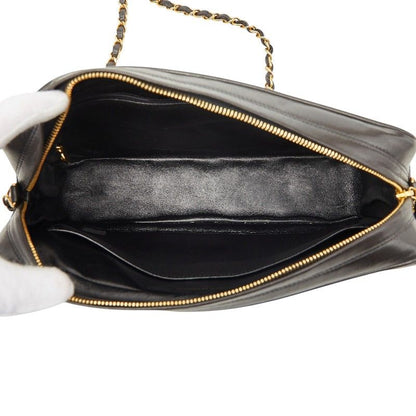 Chanel Quilted CC Logo Crossbody Chain Shoulder Bag Black Gold Lambskin — view 8