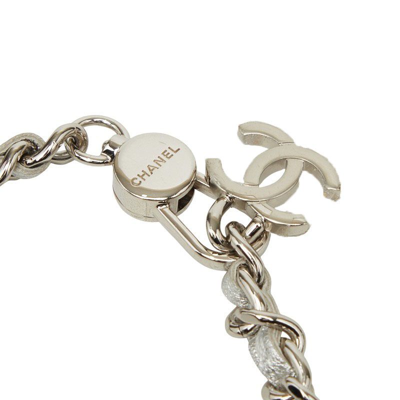Chanel Mini Quilted CC Logo Chain Shoulder Bag Pochette Silver Leather — view 7
