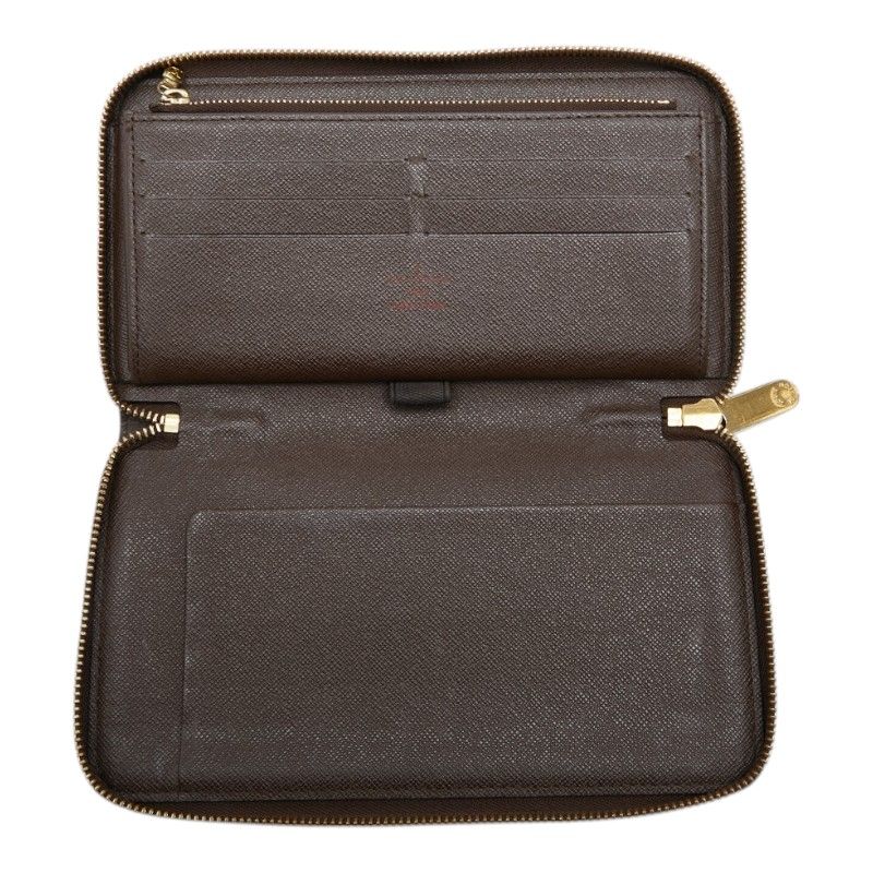 Louis Vuitton Damier Zippy Organizer Zip Around Wallet Brown Leather — view 6