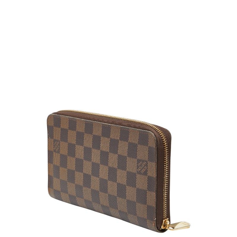 Louis Vuitton Damier Zippy Organizer Zip Around Wallet Brown Leather — view 2