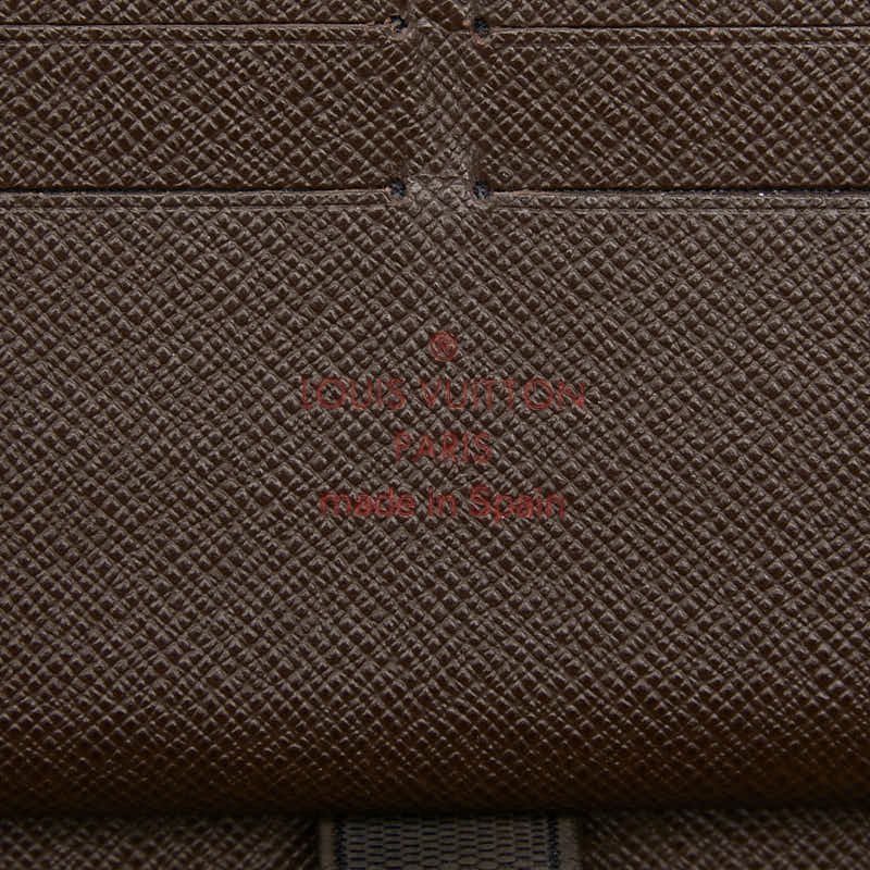 Louis Vuitton Damier Zippy Organizer Zip Around Wallet Brown Leather — view 7