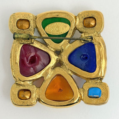 Chanel Color Stone Brooch Gripoix Gold Plated — view 2