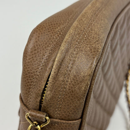 Chanel CC Logo Chain Shoulder Bag Quilted Leather Brown — view 7